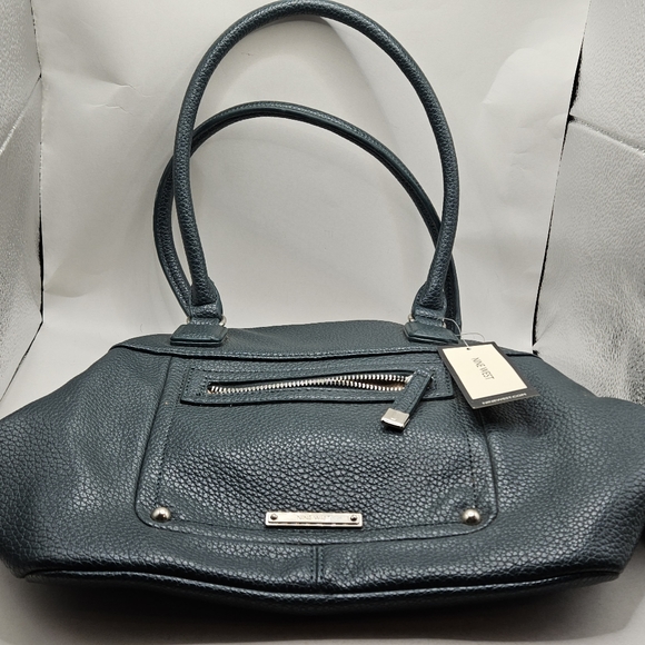 NINE WEST- BLACK LEATHER SHOULDER/TOTE BAG- NWT - Picture 1 of 9